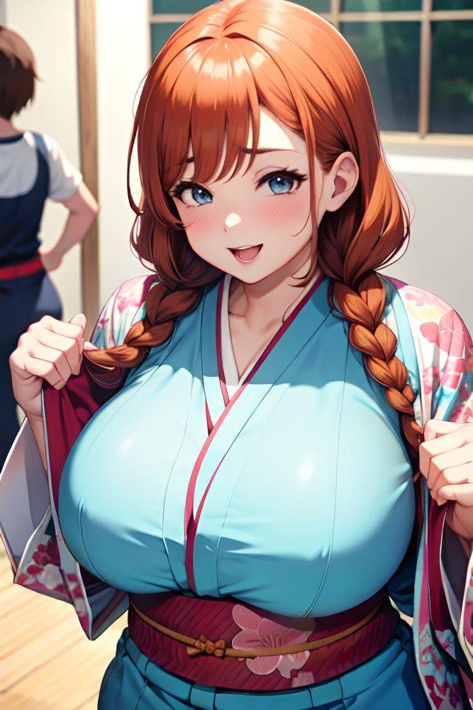 Anime Chubby Huge Boobs 50s Age Happy Face Ginger Braided Hair Style Light Skin Soft Anime Gym Close Up View T Pose Kimono 3672626108067496636 - AI Hentai - #main