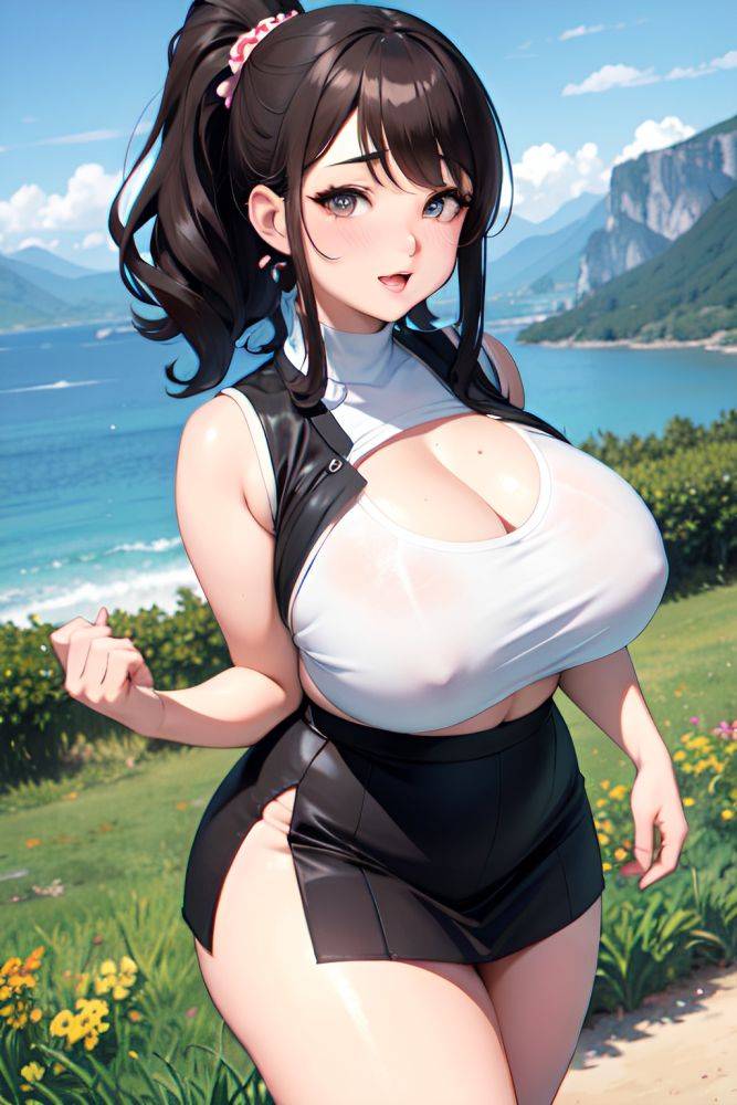 Anime Chubby Huge Boobs 50s Age Ahegao Face Brunette Ponytail Hair Style Dark Skin Watercolor Mountains Close Up View Massage Mini Skirt 3672730475773886867 - AI Hentai - #main