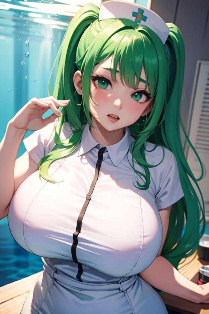 Anime Chubby Huge Boobs 18 Age Ahegao Face Green Hair Slicked Hair Style Light Skin Painting Underwater Close Up View Jumping Nurse 3672765265009515717 - AI Hentai - #main