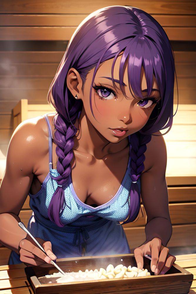 Anime Skinny Small Tits 60s Age Seductive Face Purple Hair Braided Hair Style Dark Skin Comic Sauna Close Up View Cooking Pajamas 3672842574421869149 - AI Hentai - #main