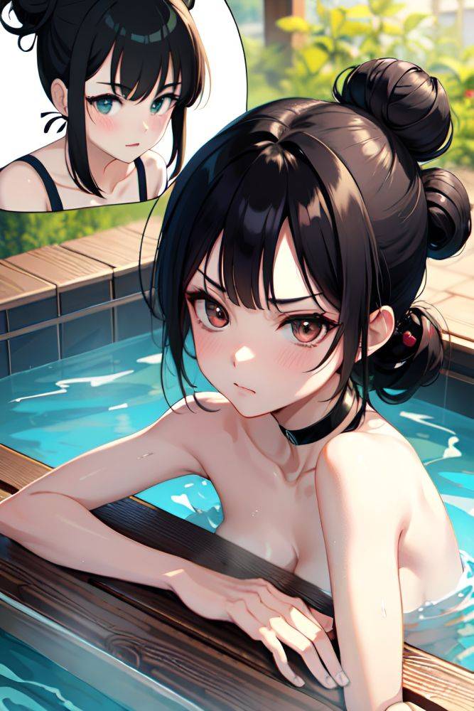 Anime Skinny Small Tits 70s Age Angry Face Black Hair Hair Bun Hair Style Dark Skin Crisp Anime Hot Tub Close Up View Plank Geisha 3672881229127940854 - AI Hentai - #main