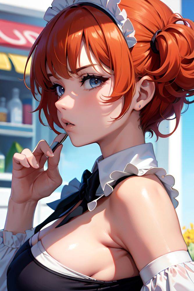 Anime Busty Small Tits 80s Age Serious Face Ginger Pixie Hair Style Light Skin Skin Detail (beta) Grocery Close Up View On Back Maid 3672958538093124753 - AI Hentai - #main