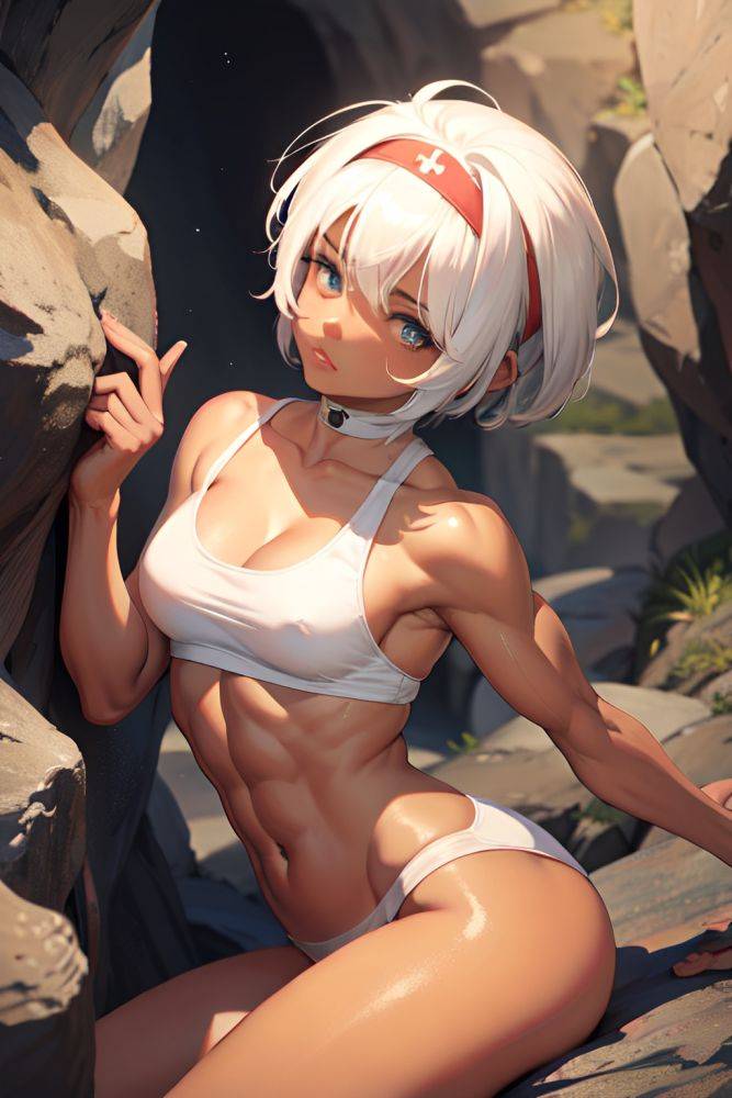 Anime Muscular Small Tits 20s Age Sad Face White Hair Bangs Hair Style Dark Skin Painting Cave Side View Straddling Nurse 3672985596834671020 - AI Hentai - #main