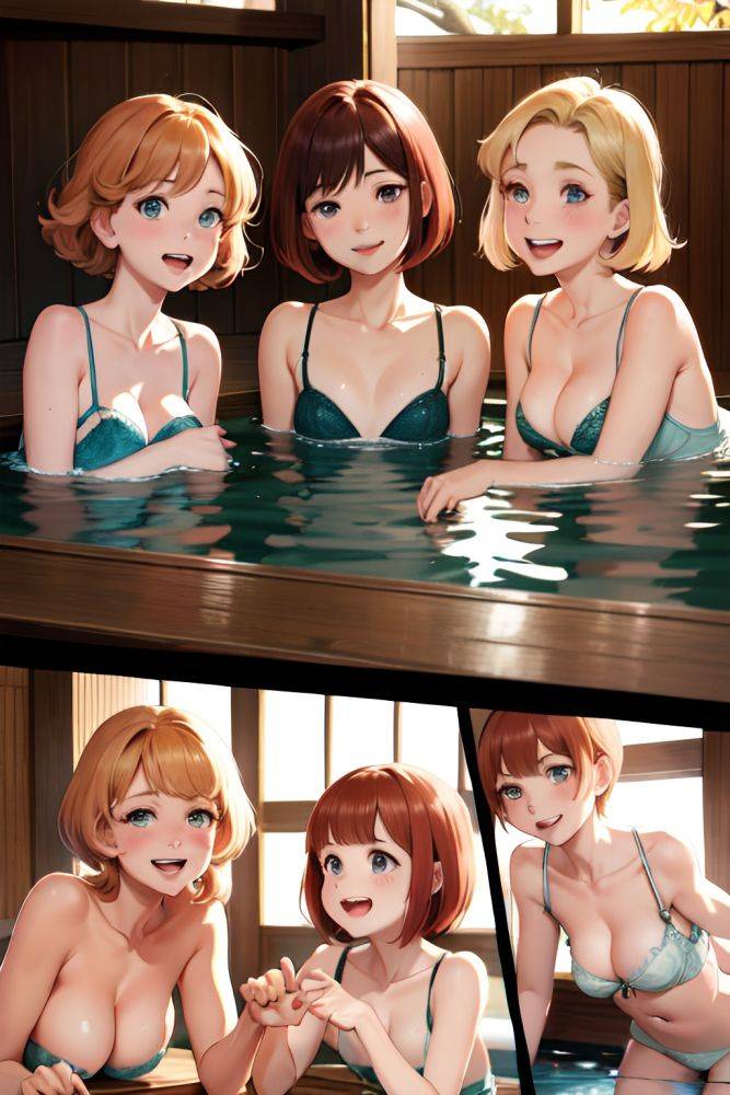Anime Busty Small Tits 50s Age Laughing Face Ginger Bobcut Hair Style Light Skin Vintage Onsen Side View Plank Lingerie 3673008789658356694 - AI Hentai - #main
