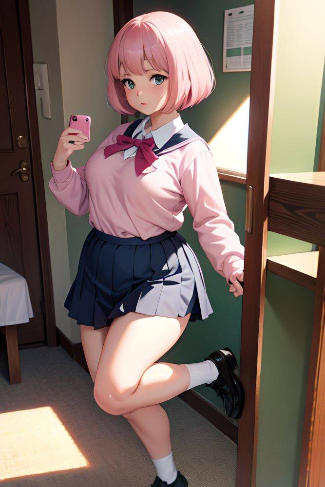Anime Chubby Small Tits 60s Age Serious Face Pink Hair Bobcut Hair Style Light Skin Mirror Selfie Lake Side View Jumping Schoolgirl 3673178870388964633 - AI Hentai - #main