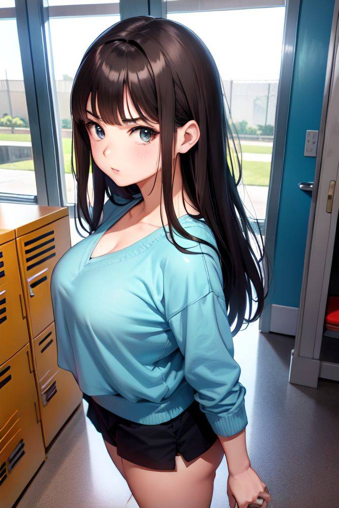 Anime Busty Small Tits 50s Age Serious Face Brunette Bangs Hair Style Light Skin Comic Locker Room Side View T Pose Teacher 3673232986977471508 - AI Hentai - #main