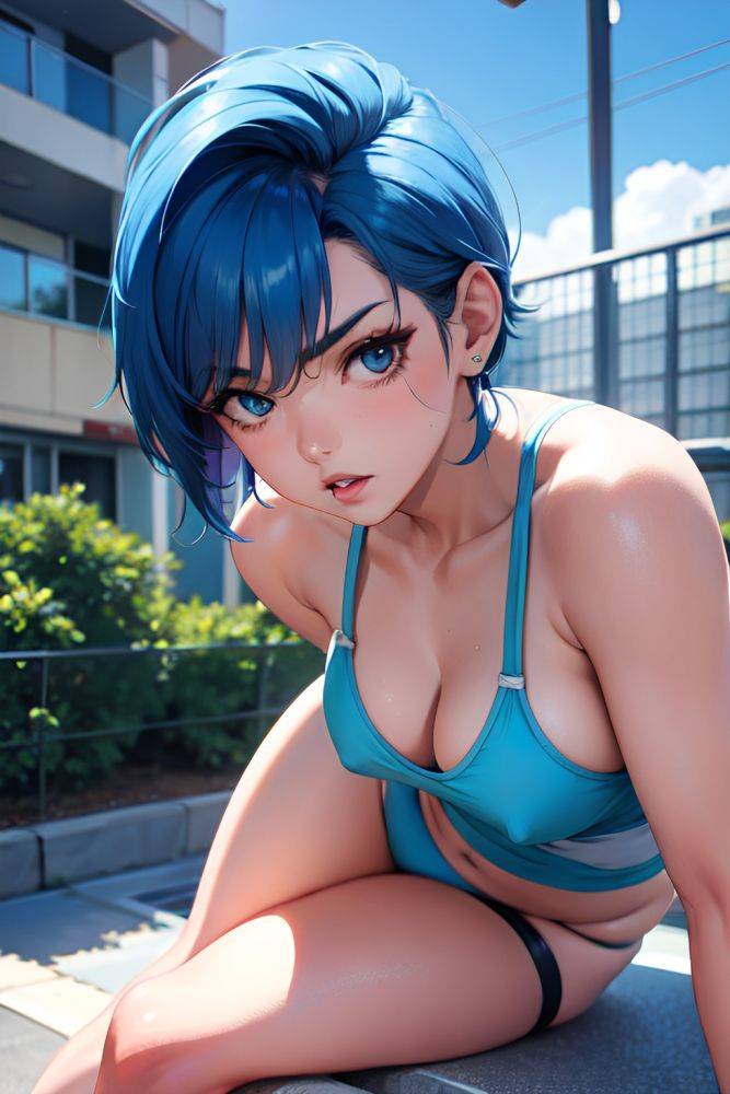 Anime Busty Small Tits 80s Age Serious Face Blue Hair Pixie Hair Style Light Skin Film Photo Gym Close Up View Jumping Fishnet 3673271641683544797 - AI Hentai - #main
