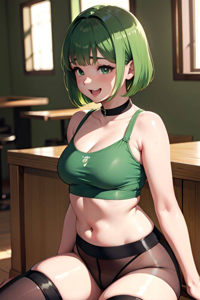 Anime Chubby Small Tits 30s Age Laughing Face Green Hair Bobcut Hair Style Light Skin Comic Bar Side View Straddling Stockings 3673468780661356749 - AI Hentai - #main