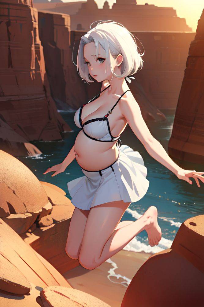 Anime Pregnant Small Tits 70s Age Seductive Face White Hair Slicked Hair Style Light Skin Illustration Desert Back View Jumping Mini Skirt 3673511300374241021 - AI Hentai - #main