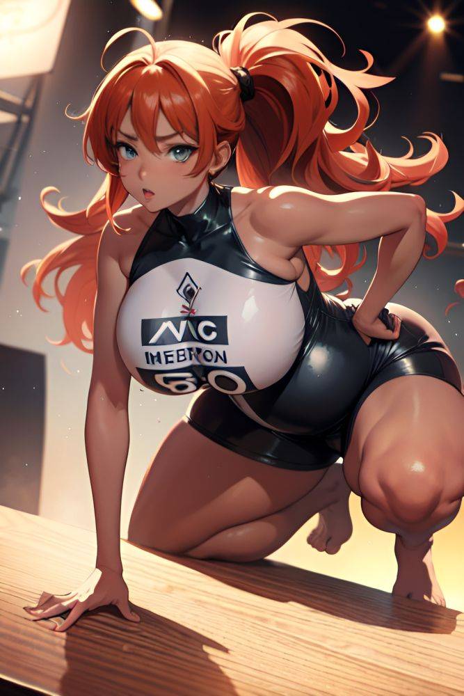 Anime Pregnant Huge Boobs 40s Age Serious Face Ginger Messy Hair Style Dark Skin Watercolor Stage Front View Bending Over Latex 3673584744779909649 - AI Hentai - #main