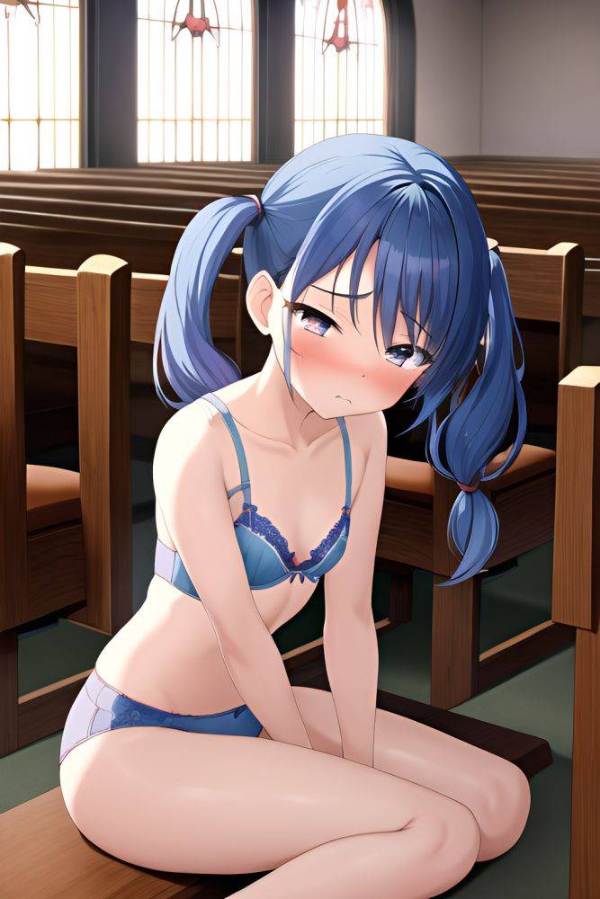 Anime Skinny Small Tits 40s Age Sad Face Blue Hair Pigtails Hair Style Dark Skin Painting Church Front View Sleeping Bra 3663314189050820844 - AI Hentai - #main