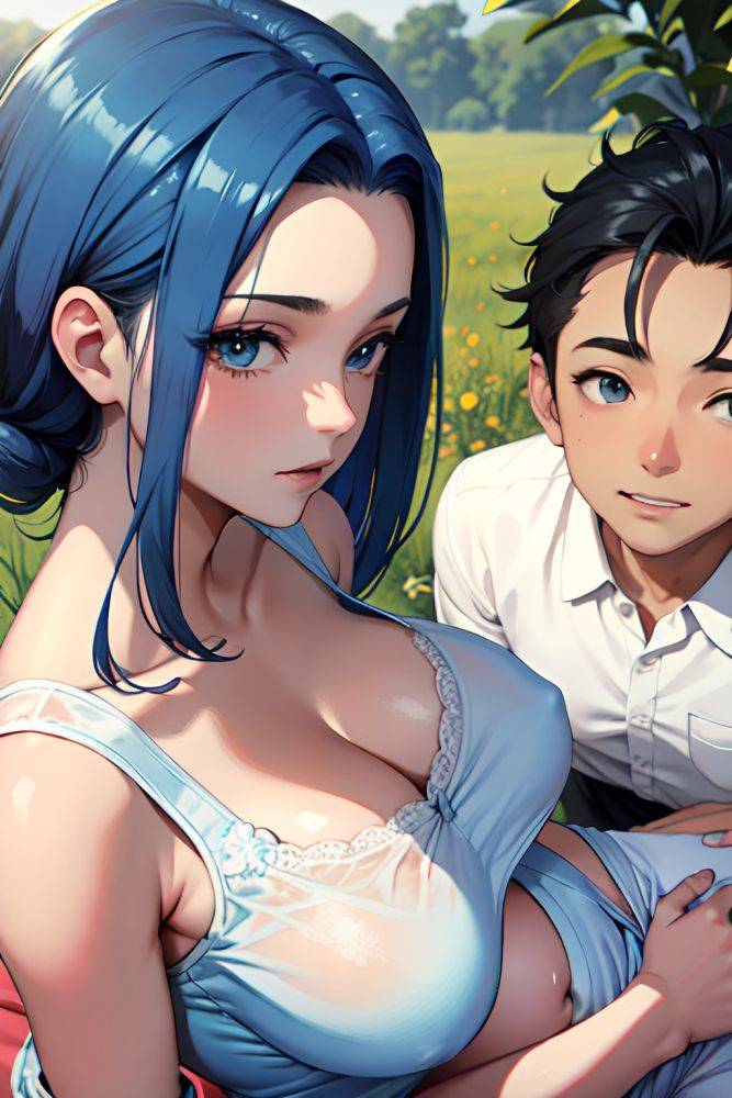 Anime Pregnant Small Tits 40s Age Happy Face Blue Hair Slicked Hair Style Dark Skin Skin Detail (beta) Meadow Close Up View Massage Pajamas 3673766421882203002 - AI Hentai - #main