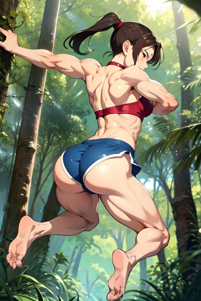 Anime Muscular Small Tits 50s Age Sad Face Brunette Ponytail Hair Style Light Skin Crisp Anime Jungle Back View Jumping Mini Skirt 3673820538470737427 - AI Hentai - #main