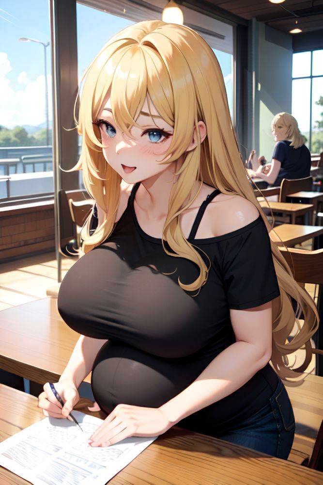 Anime Pregnant Huge Boobs 40s Age Ahegao Face Blonde Messy Hair Style Light Skin Crisp Anime Cafe Front View Working Out Goth 3673886251471402795 - AI Hentai - #main