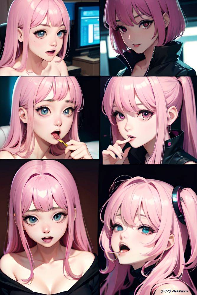 Anime Busty Small Tits 70s Age Ahegao Face Pink Hair Bangs Hair Style Light Skin Cyberpunk Car Close Up View Eating Nude 3673921040747397149 - AI Hentai - #main