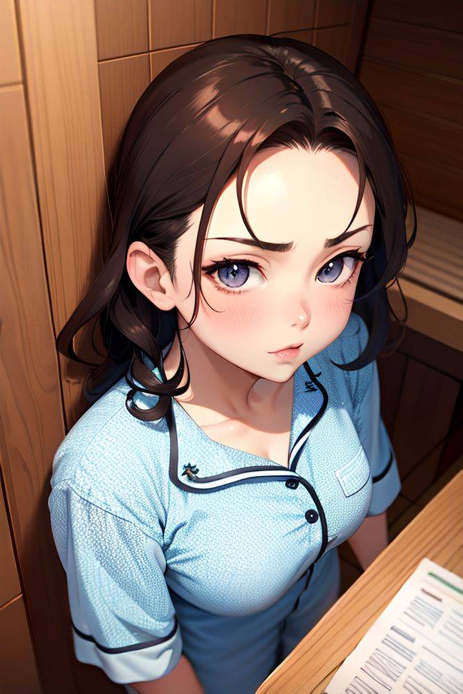 Anime Busty Small Tits 30s Age Pouting Lips Face Ginger Slicked Hair Style Dark Skin Crisp Anime Sauna Close Up View On Back Pajamas 3673955829495392582 - AI Hentai - #main