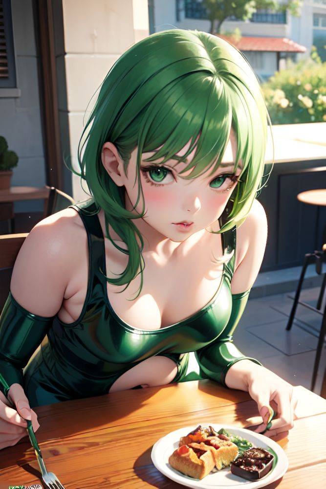 Anime Pregnant Small Tits 60s Age Pouting Lips Face Green Hair Pixie Hair Style Light Skin Painting Cafe Close Up View Bending Over Latex 3673994484688980712 - AI Hentai - #main