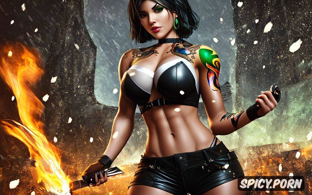 perfect athletic muscular female fallen angel all her body can we see - #main