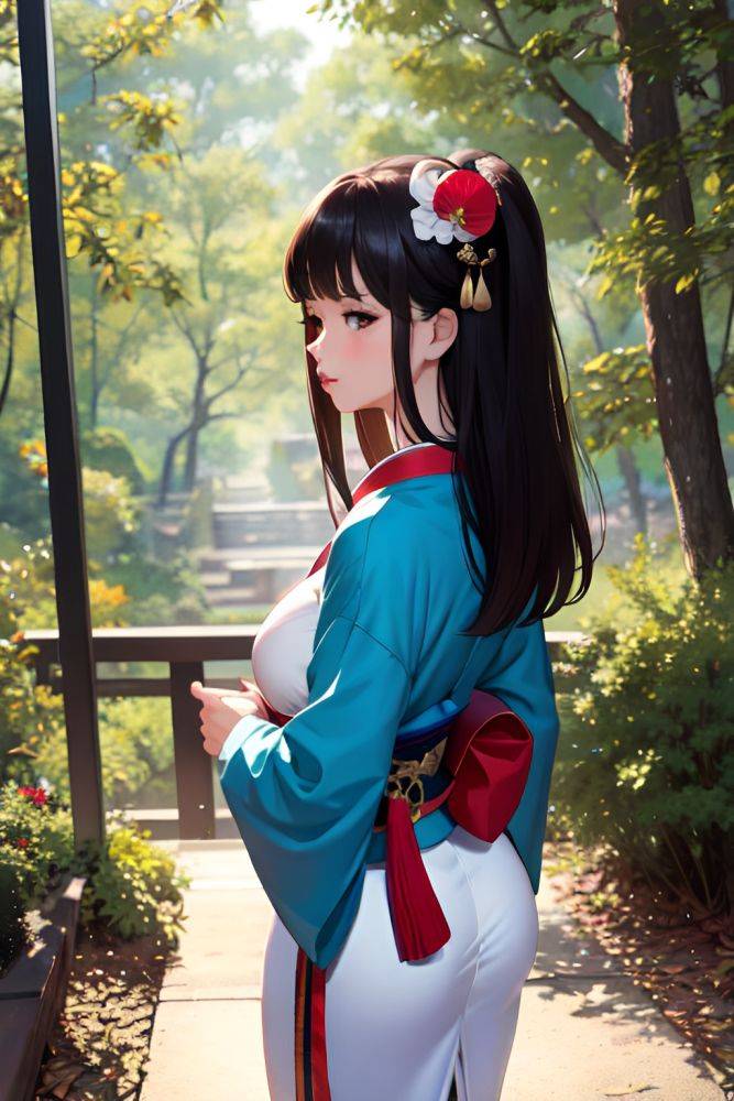 Anime Busty Small Tits 80s Age Pouting Lips Face Brunette Straight Hair Style Light Skin Soft Anime Forest Back View Jumping Geisha 3670859585517485658 - AI Hentai - #main