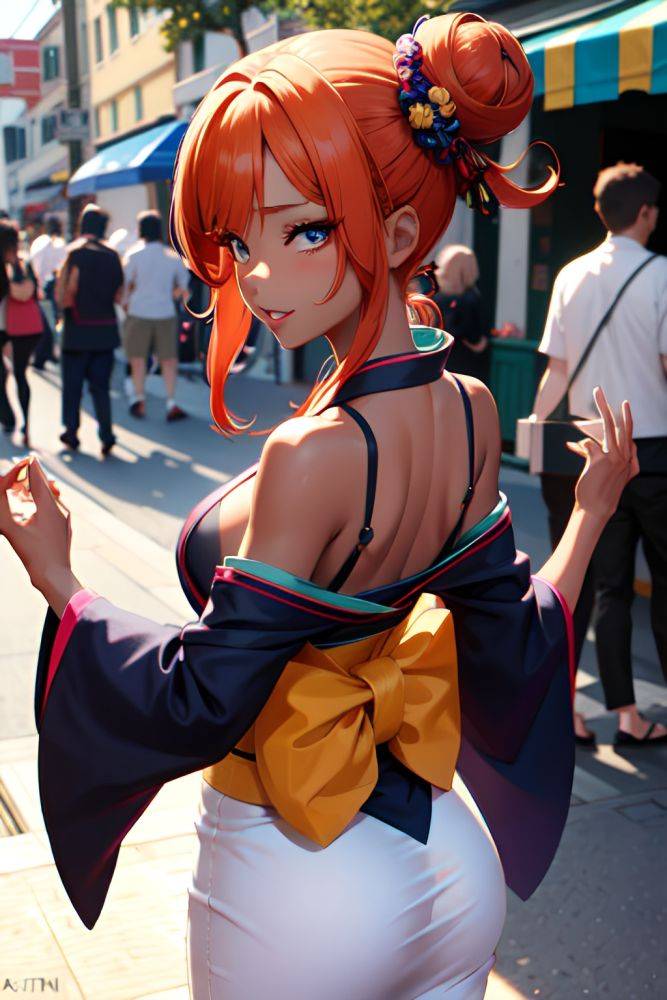Anime Skinny Small Tits 80s Age Ahegao Face Ginger Hair Bun Hair Style Dark Skin Warm Anime Street Back View Plank Kimono 3670909836635504174 - AI Hentai - #main