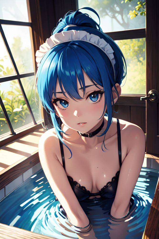 Anime Skinny Small Tits 70s Age Seductive Face Blue Hair Ponytail Hair Style Light Skin Comic Prison Close Up View Bathing Maid 3674118179748937585 - AI Hentai - #main