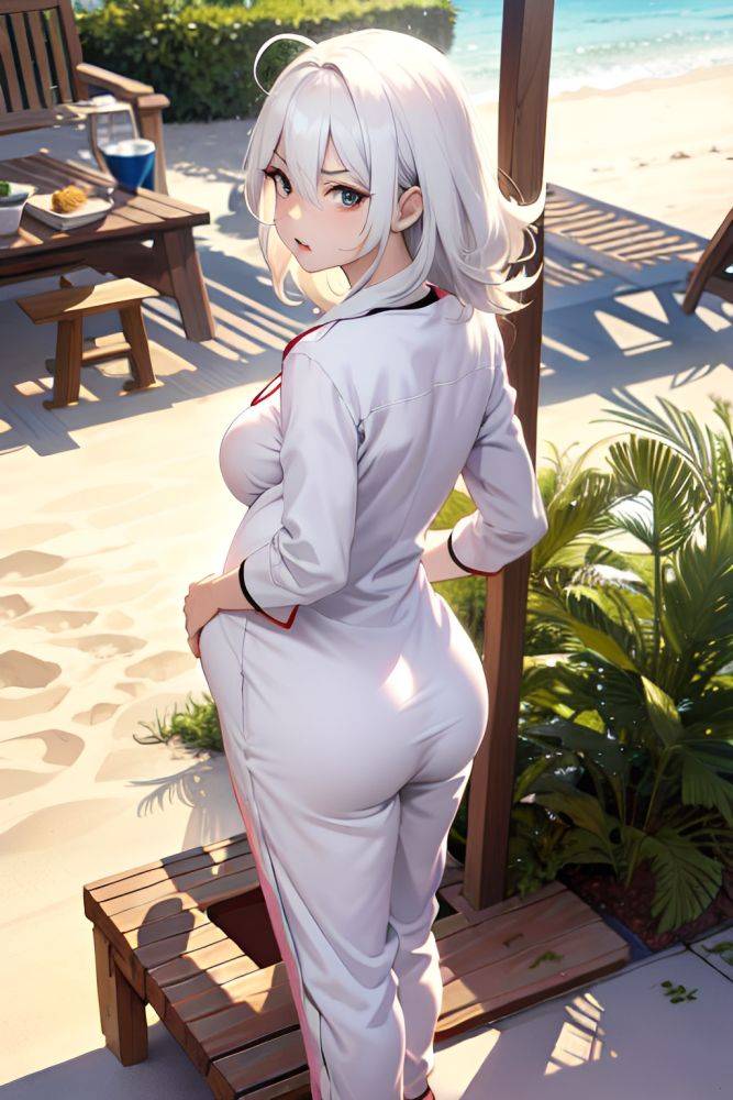 Anime Pregnant Small Tits 60s Age Angry Face White Hair Messy Hair Style Light Skin Warm Anime Beach Back View Plank Pajamas 3674125910649836165 - AI Hentai - #main