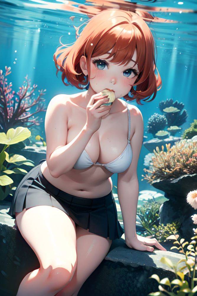 Anime Chubby Small Tits 60s Age Pouting Lips Face Ginger Pixie Hair Style Light Skin Black And White Underwater Close Up View Eating Mini Skirt 3674400358616301397 - AI Hentai - #main