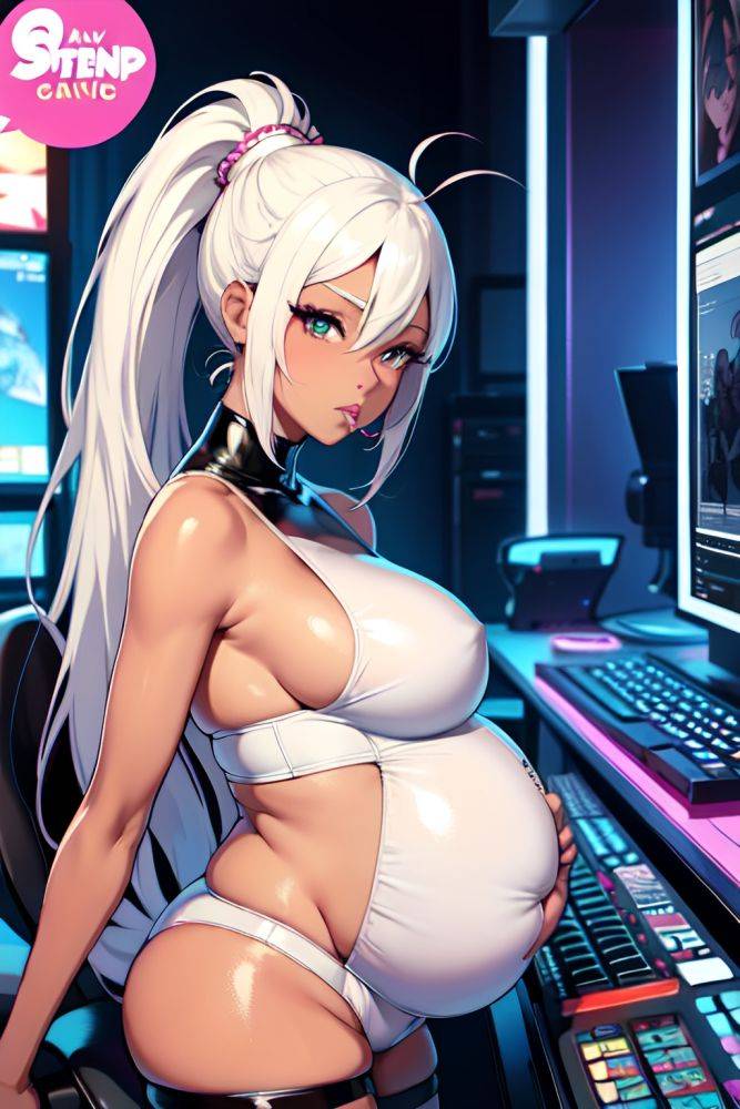 Anime Pregnant Huge Boobs 60s Age Pouting Lips Face White Hair Ponytail Hair Style Dark Skin Comic Strip Club Front View Gaming Latex 3674473803005390947 - AI Hentai - #main