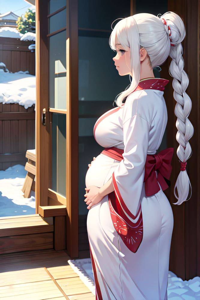 Anime Pregnant Small Tits 30s Age Sad Face White Hair Braided Hair Style Light Skin Comic Snow Back View Massage Kimono 3673476511138623695 - AI Hentai - #main