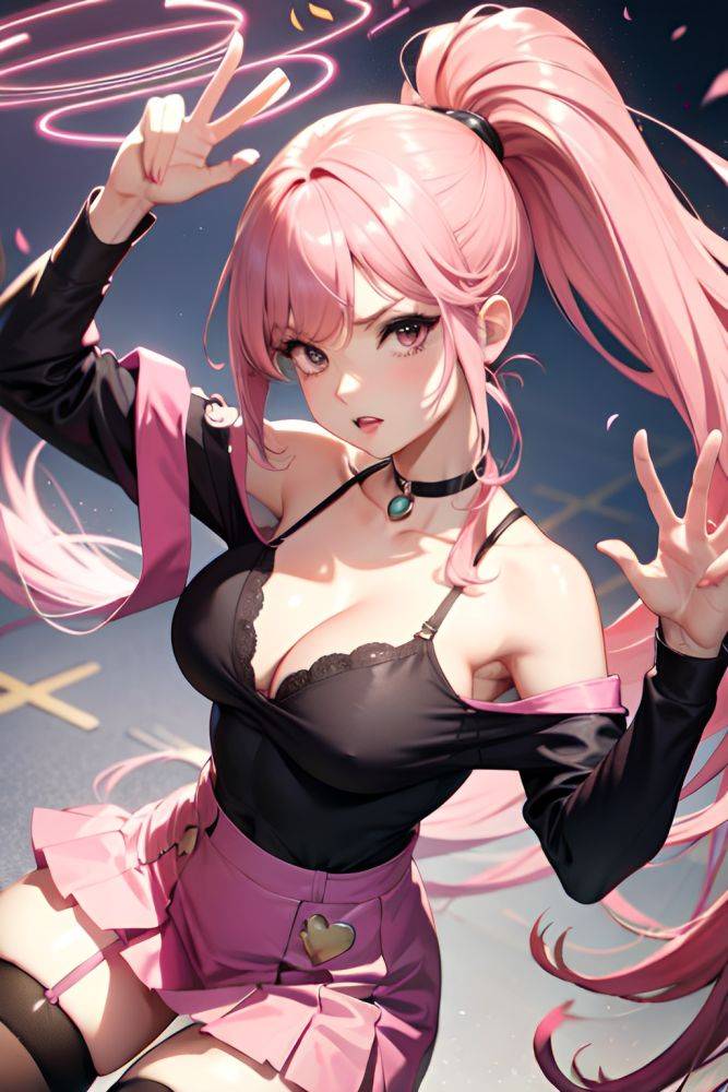 Anime Busty Small Tits 60s Age Serious Face Pink Hair Ponytail Hair Style Light Skin Vintage Club Front View T Pose Stockings 3674825560831260172 - AI Hentai - #main