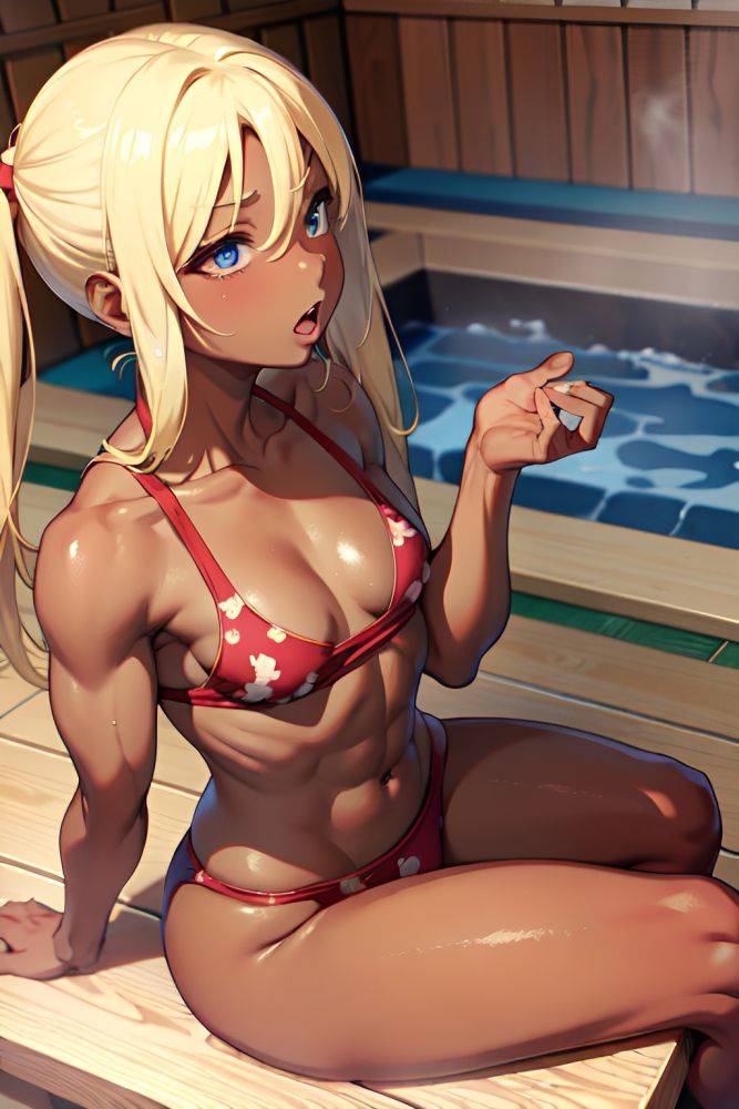 Anime Muscular Small Tits 18 Age Ahegao Face Blonde Pigtails Hair Style Dark Skin Soft Anime Sauna Side View Straddling Pajamas 3674891273831664196 - AI Hentai - #main