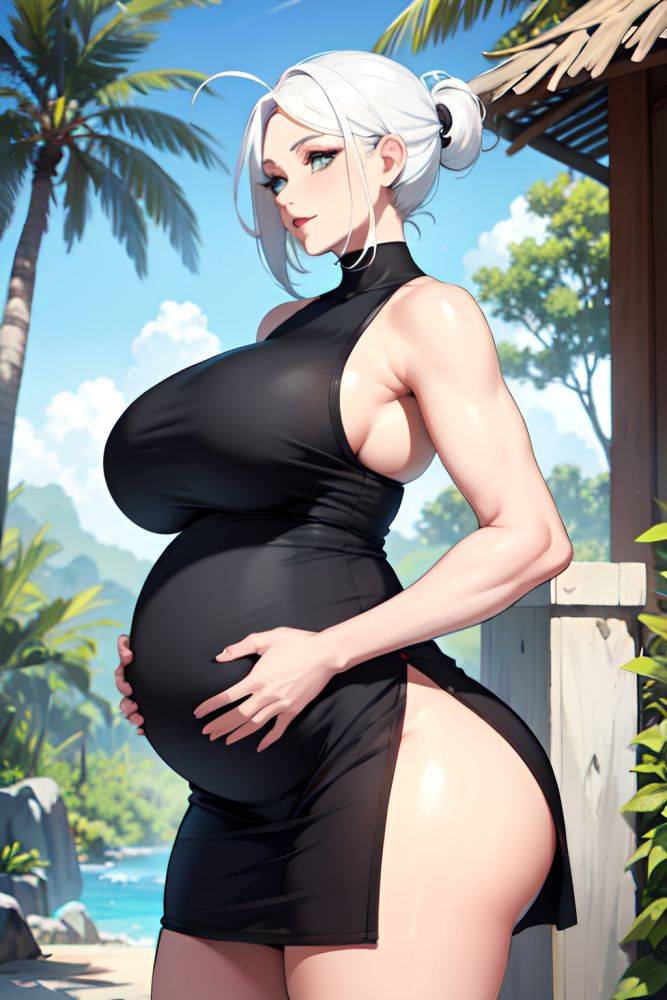 Anime Pregnant Huge Boobs 30s Age Happy Face White Hair Pixie Hair Style Light Skin Charcoal Jungle Side View Gaming Teacher 3674937659502537795 - AI Hentai - #main