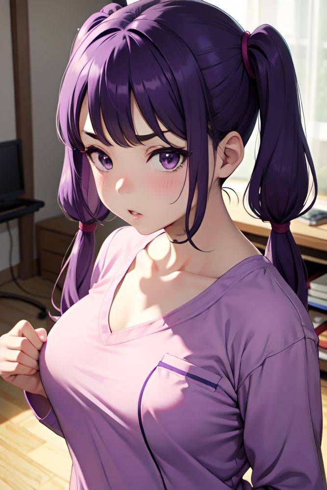 Anime Chubby Small Tits 40s Age Serious Face Purple Hair Pigtails Hair Style Light Skin Charcoal Hospital Close Up View Yoga Pajamas 3674984045126441525 - AI Hentai - #main