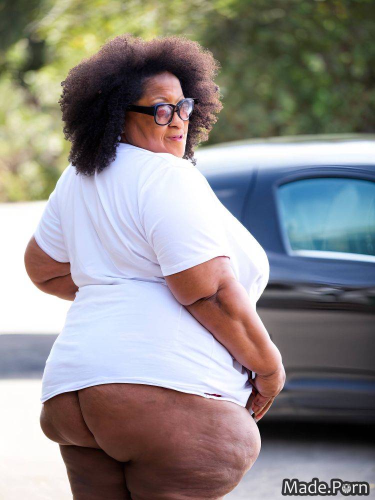 Sunglasses big hips wild afro woman 80 ssbbw african american AI porn - #main