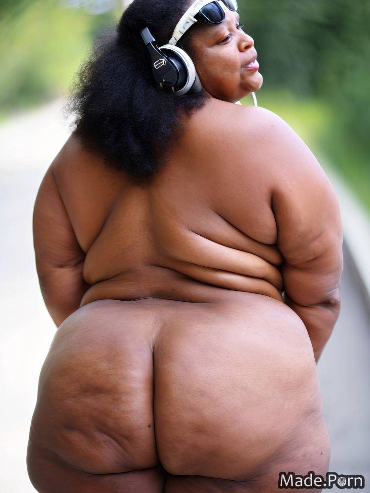 Thick thighs african american short tanned skin fat sunglasses street AI porn - #main