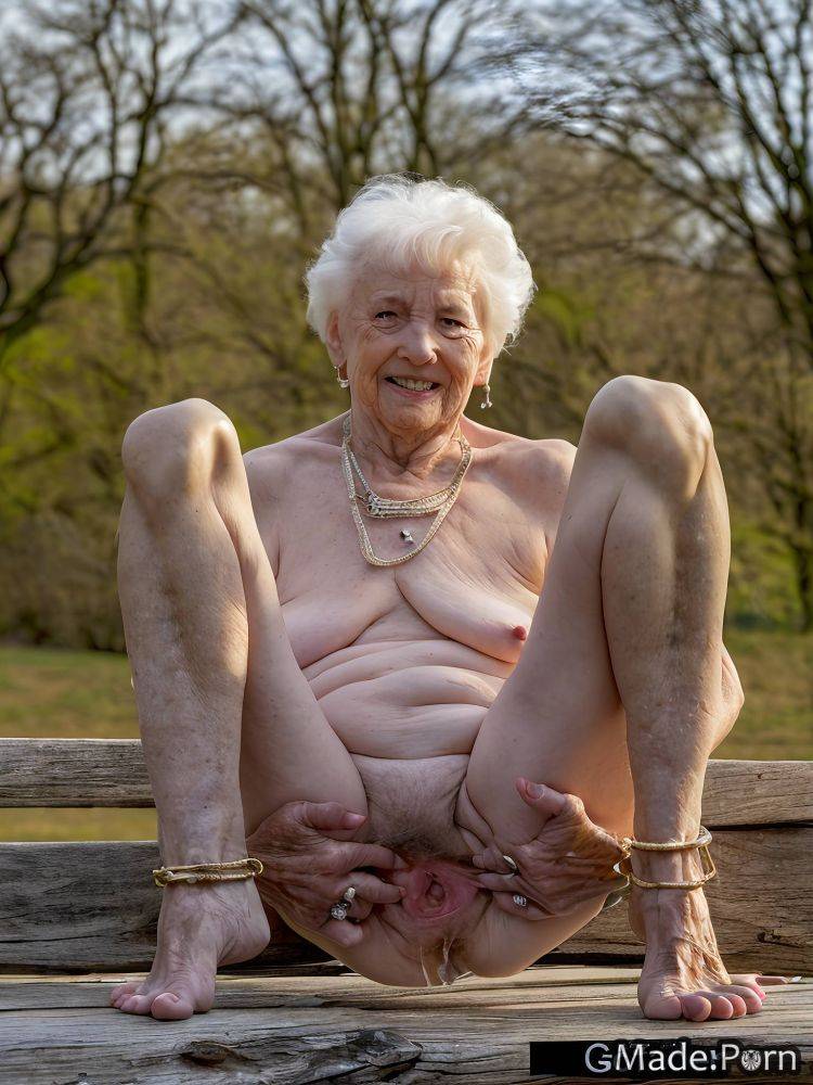 Barefoot spreading legs hairy squatting woman skinny park AI porn - #main
