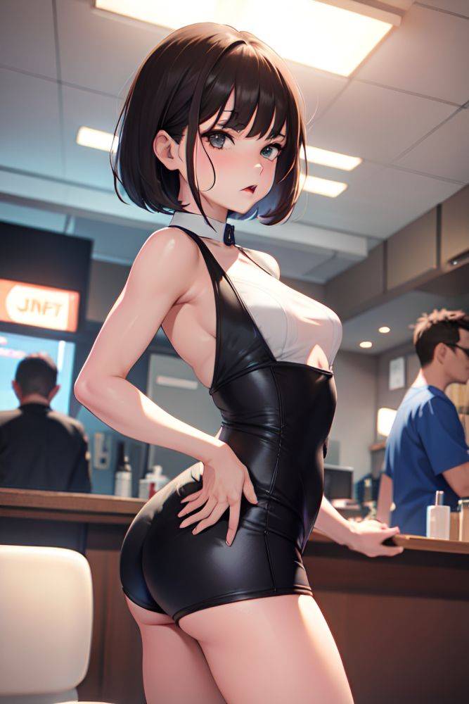 Anime Busty Small Tits 20s Age Angry Face Brunette Bobcut Hair Style Light Skin Charcoal Club Back View T Pose Nurse 3675084547345738700 - AI Hentai - #main