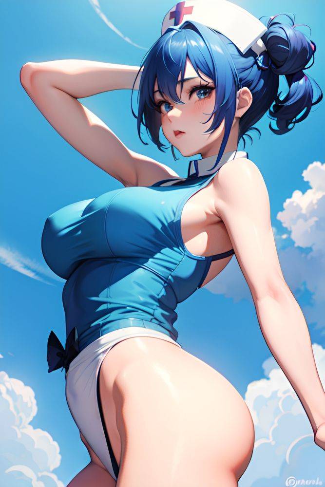 Anime Skinny Huge Boobs 18 Age Pouting Lips Face Blue Hair Pixie Hair Style Light Skin Watercolor Oasis Back View Jumping Nurse 3675088412816349064 - AI Hentai - #main