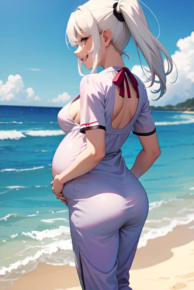 Anime Pregnant Small Tits 20s Age Laughing Face White Hair Pigtails Hair Style Light Skin Dark Fantasy Beach Back View Spreading Legs Pajamas 3675157991287443341 - AI Hentai - #main