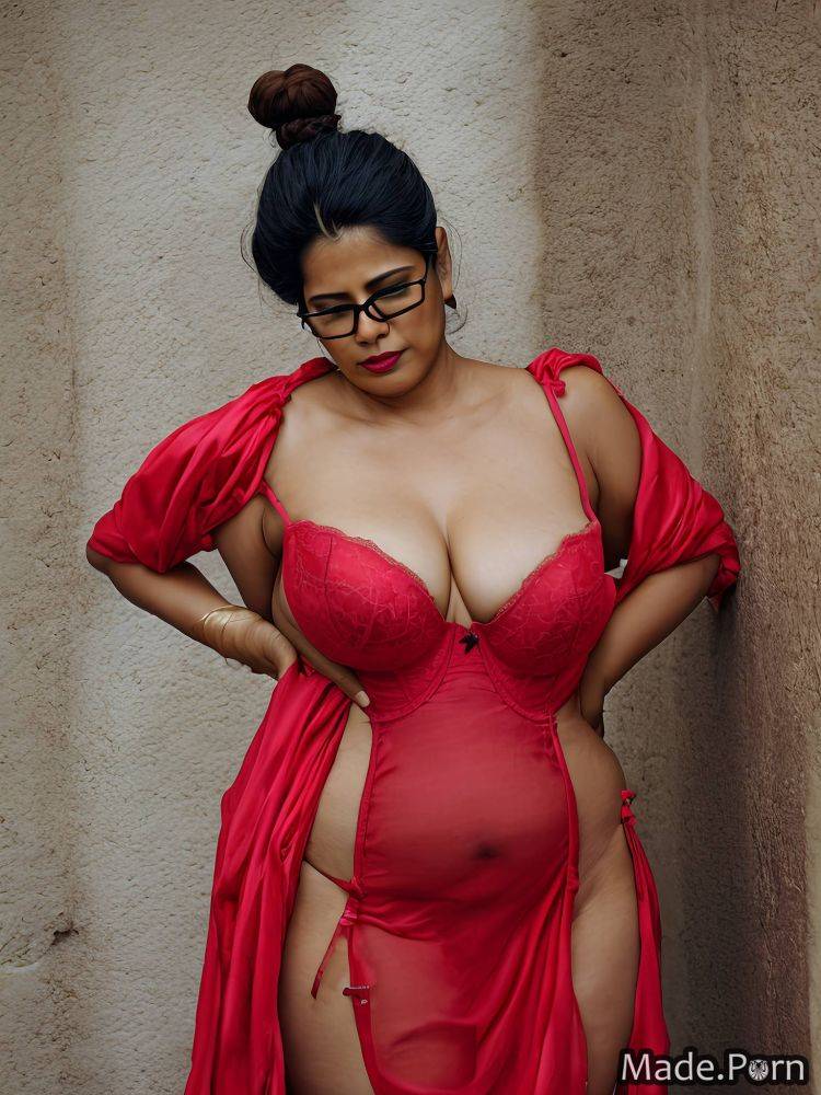 Woman 70 nightgown silk transparent mexican saggy tits AI porn - #main