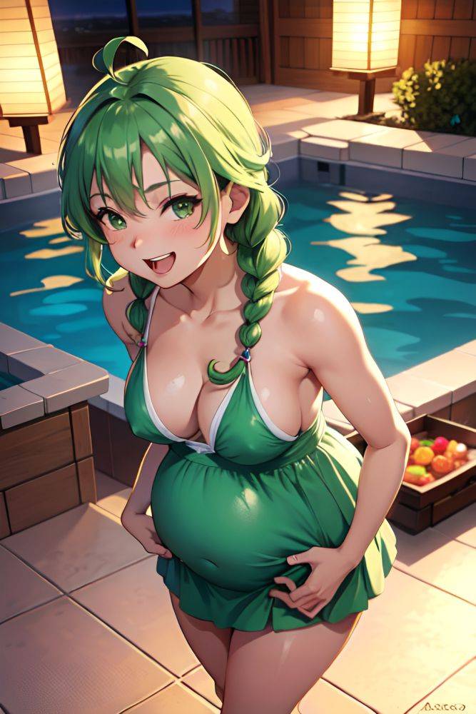 Anime Pregnant Small Tits 60s Age Laughing Face Green Hair Braided Hair Style Light Skin Vintage Hot Tub Front View Cooking Mini Skirt 3675262359034592968 - AI Hentai - #main