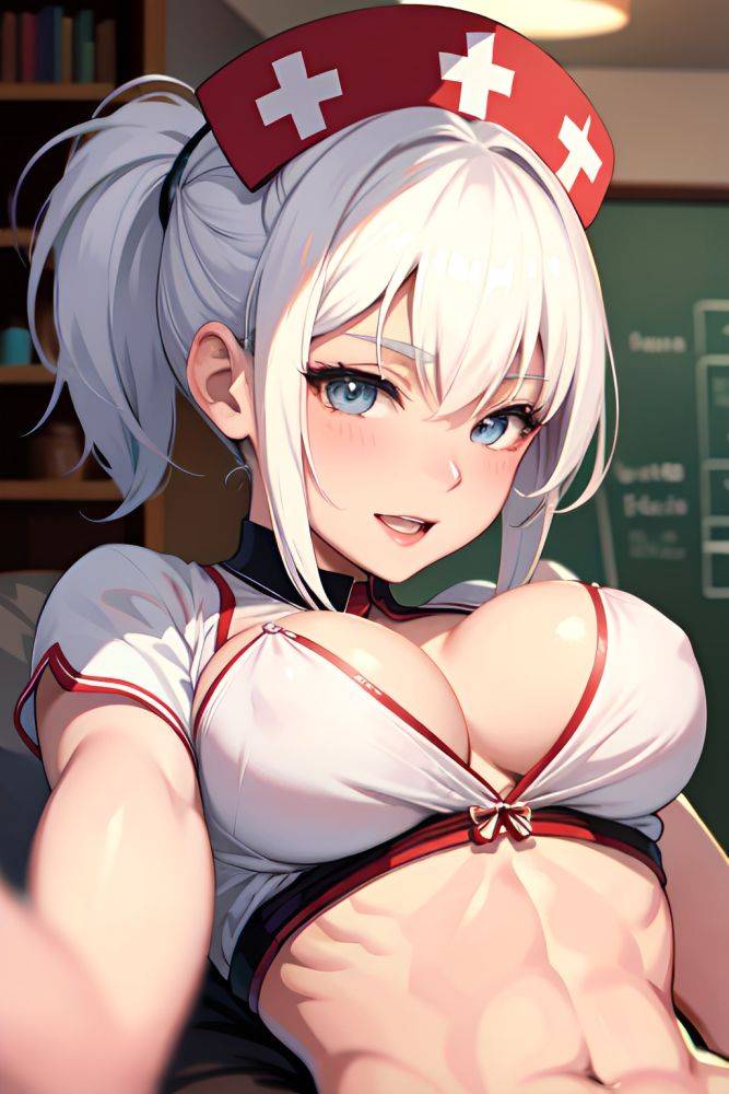 Anime Muscular Small Tits 50s Age Happy Face White Hair Bangs Hair Style Light Skin Illustration Oasis Front View Massage Nurse 3675401515936591618 - AI Hentai - #main