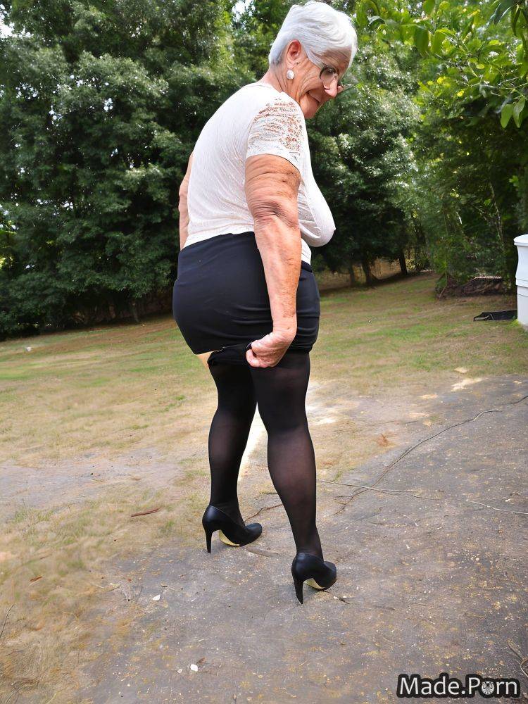 White hair thick chubby pantyhose high heels big tits photo AI porn - #main