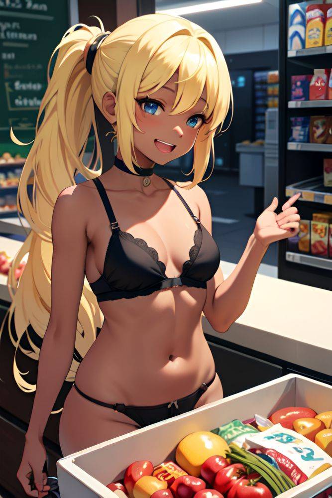 Anime Busty Small Tits 18 Age Laughing Face Blonde Ponytail Hair Style Dark Skin Dark Fantasy Grocery Front View Gaming Bra 3675444036113319935 - AI Hentai - #main