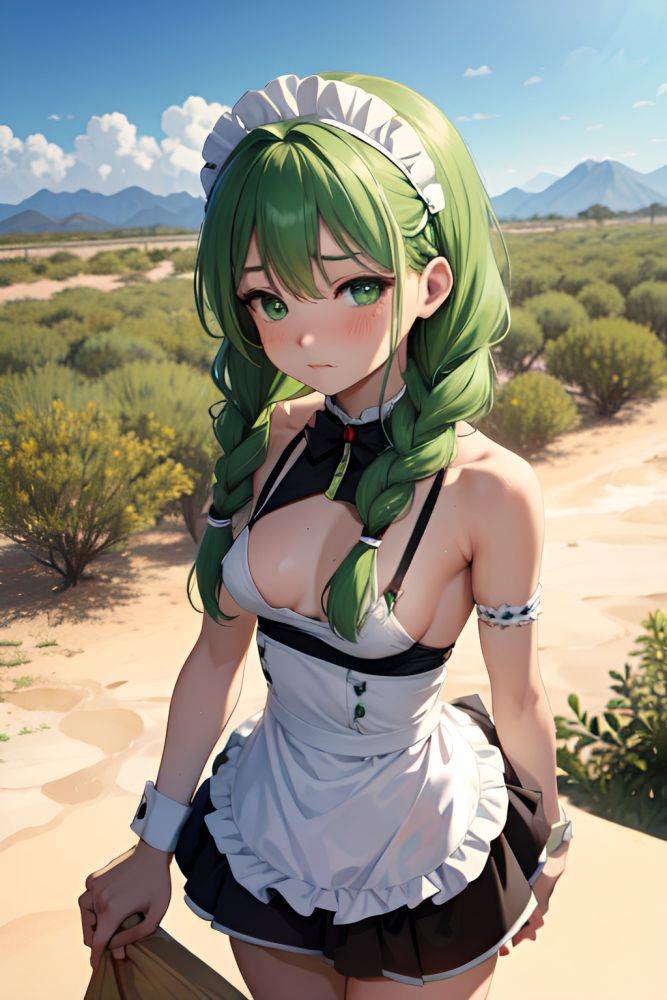 Anime Skinny Small Tits 18 Age Sad Face Green Hair Braided Hair Style Light Skin Comic Desert Close Up View Bathing Maid 3675610251349874468 - AI Hentai - #main