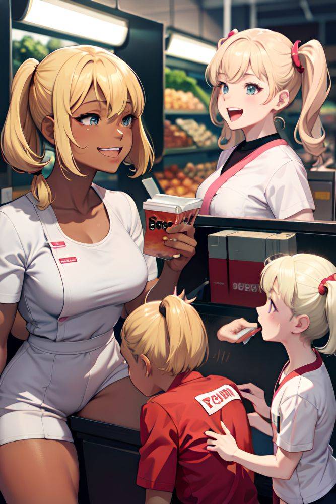 Anime Muscular Small Tits 80s Age Laughing Face Blonde Pigtails Hair Style Dark Skin Charcoal Grocery Side View Straddling Nurse 3675880834292796467 - AI Hentai - #main