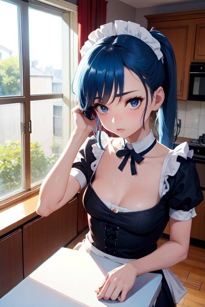 Anime Skinny Small Tits 20s Age Sad Face Blue Hair Ponytail Hair Style Light Skin Dark Fantasy Kitchen Front View Cumshot Maid 3675954277770654591 - AI Hentai - #main