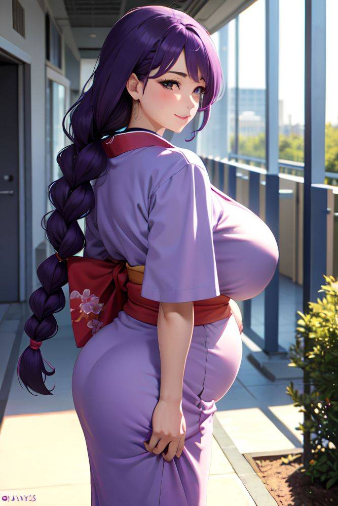 Anime Pregnant Huge Boobs 50s Age Happy Face Purple Hair Braided Hair Style Light Skin Soft Anime Hospital Back View Gaming Kimono 3671052861607513468 - AI Hentai - #main