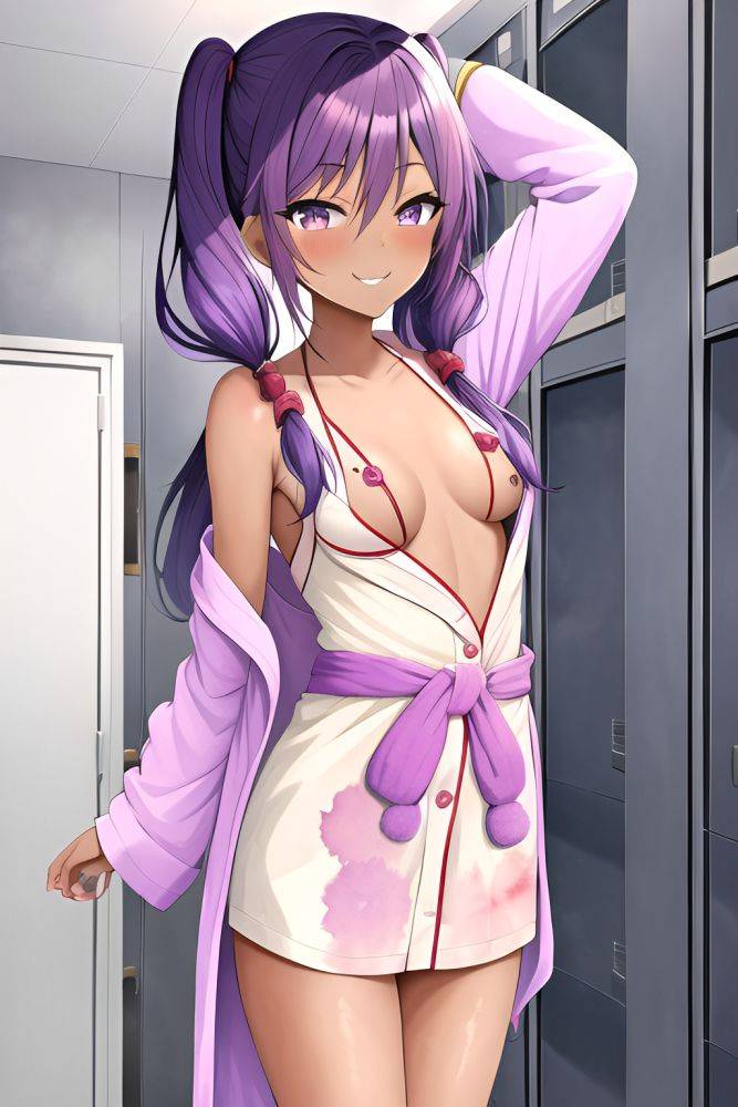 Anime Skinny Small Tits 20s Age Happy Face Purple Hair Pigtails Hair Style Dark Skin Watercolor Locker Room Close Up View Cumshot Bathrobe 3663059065905538997 - AI Hentai - #main