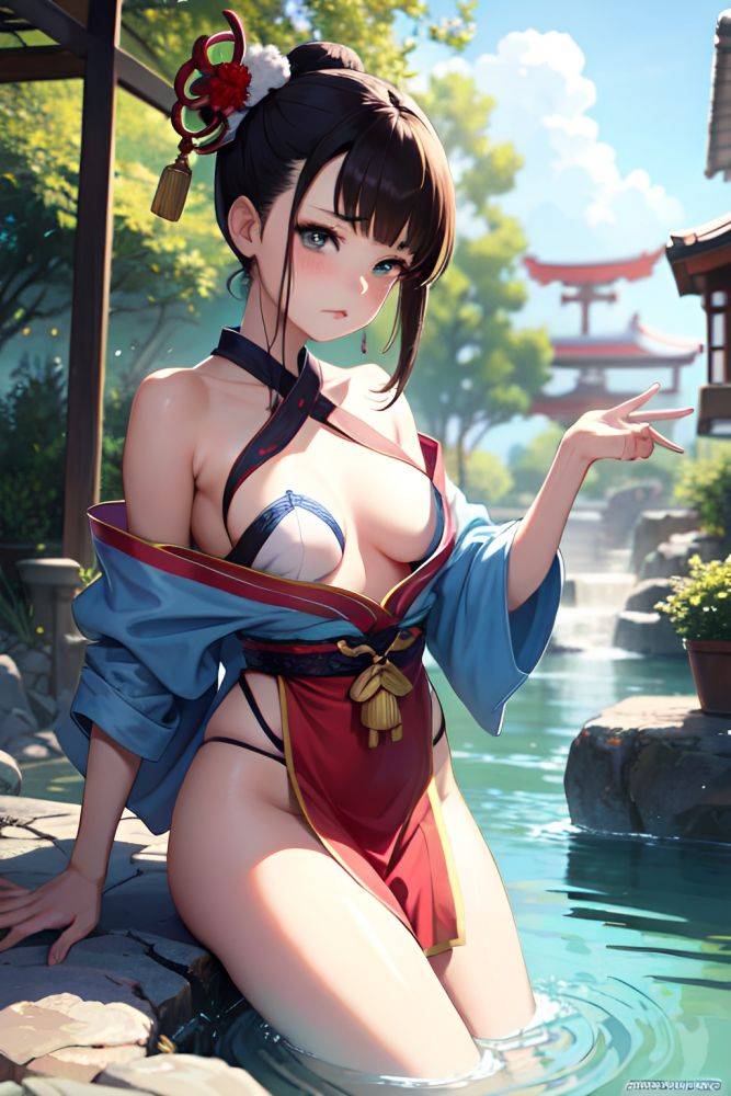 Anime Busty Small Tits 18 Age Sad Face Brunette Pixie Hair Style Light Skin Comic Cafe Front View Bathing Geisha 3675977470594353197 - AI Hentai - #main